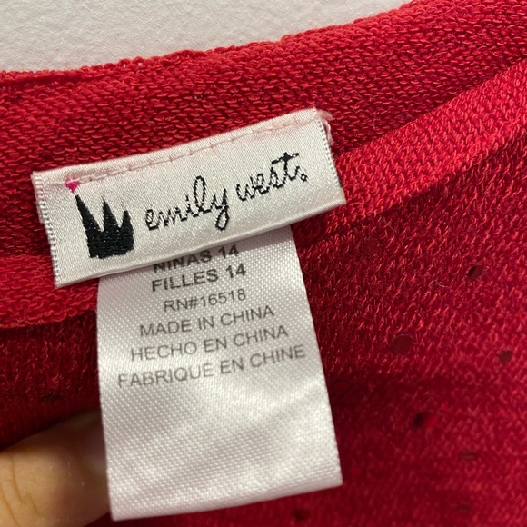 Girl’s 14 Christmas Santa’s fleece style red long sleeve dress w/ sequins - Picture 6 of 6